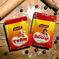 Desipan Panchwati Rasgola, a sweet Indian dessert. Two packets shown with images of children.