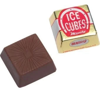 Desipan Albert Ice Cubes milk chocolate confectionary, individually wrapped in gold foil with red lettering.