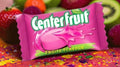 Desipan Centerfruit Fruits Flavour chewy candy wrapper with pink splash and green leaf accents.