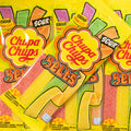 Desipan Chupa Chups Belts sour candy in green apple, lemon, and strawberry flavors. Soft, chewy, and tangy.