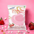 Desipan Heart Beat Corazon Beloved Candy, heart-shaped strawberry flavored candy with mint liquid center.