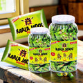 Desipan Kaala Jadoo Digestive candies in green wrappers, available in a jar and individual packs. Masaledar flavor.