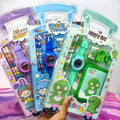 Desipan Kids digital watch and stationery sets in purple, blue, and green featuring cartoon characters like dinosaurs, astronauts, and bunnies.