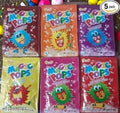 Desipan Magic Pops Popping Candy assortment 5-pack with Cola, Orange, Grape, Lychee, and Strawberry flavors.