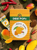 Desipan Desi Popz Real Aam Mango Jaggery Chilli candy with real mango, jaggery, and chili peppers.