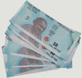 Desipan novelty fifty rupee notes in blue and white with "FULL OF FUN" slogan and portrait.