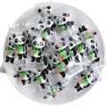 Desipan individually wrapped panda candies with bamboo, black and white design, clear wrappers.